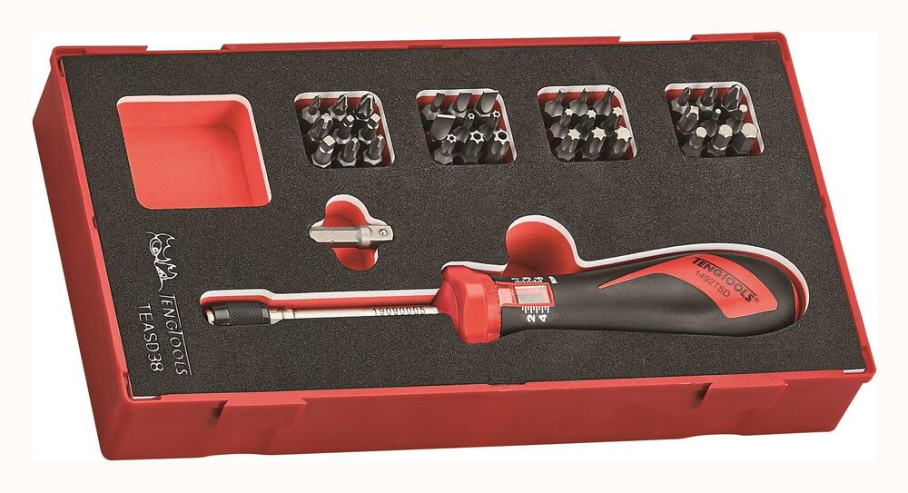 Wkrętak dynamometryczny 1/4” 1-5 Nm w zestawie z akcesoriami Teng Tools 282650100 1