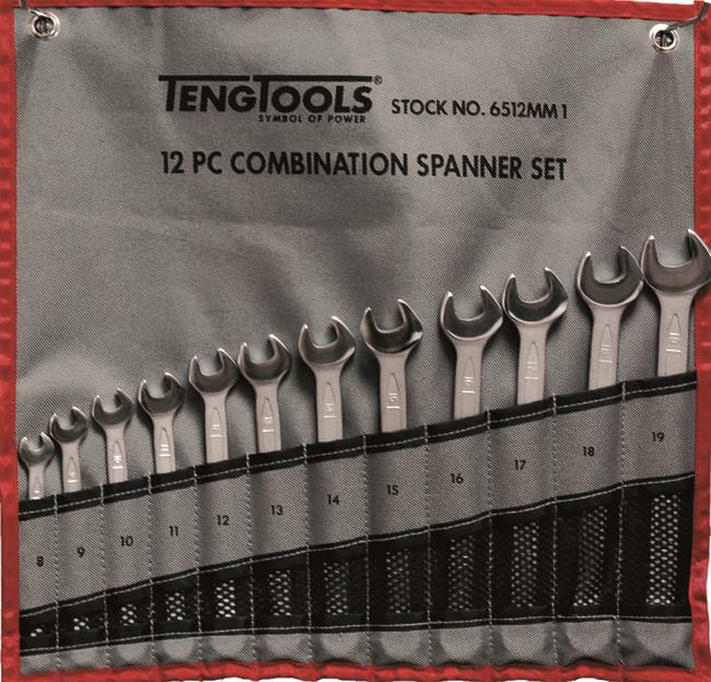 12-elementowy zestaw kluczy płasko-oczkowych 8-19 mm Teng Tools 6512MM1 1