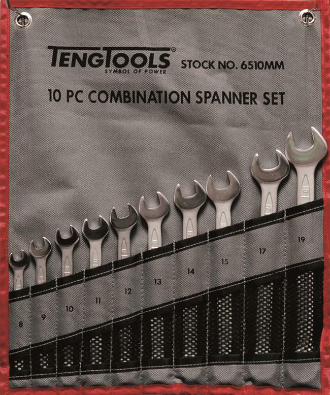 10-elementowy zestaw kluczy płasko-oczkowych 8-19 mm Teng Tools 6510MM 1