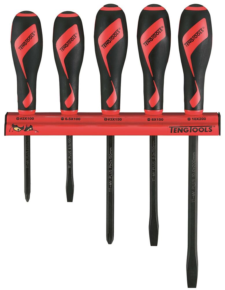 Zestaw wkrętaków do pobijania na wieszaku ściennym Teng Tools WRMDT05N 1