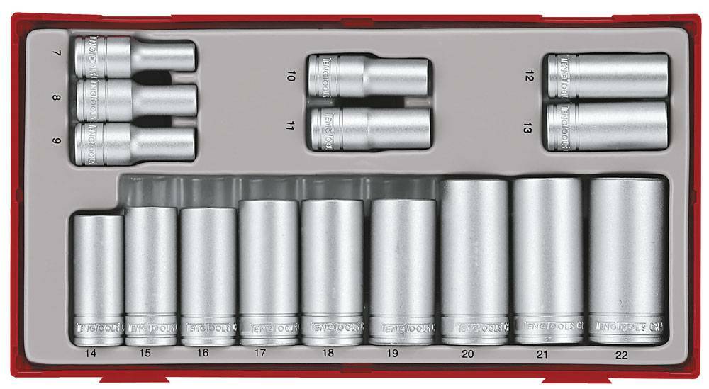 16-elementowy zestaw nasadek z chwytem kwadratowym 3/8 Teng Tools TT381612 1