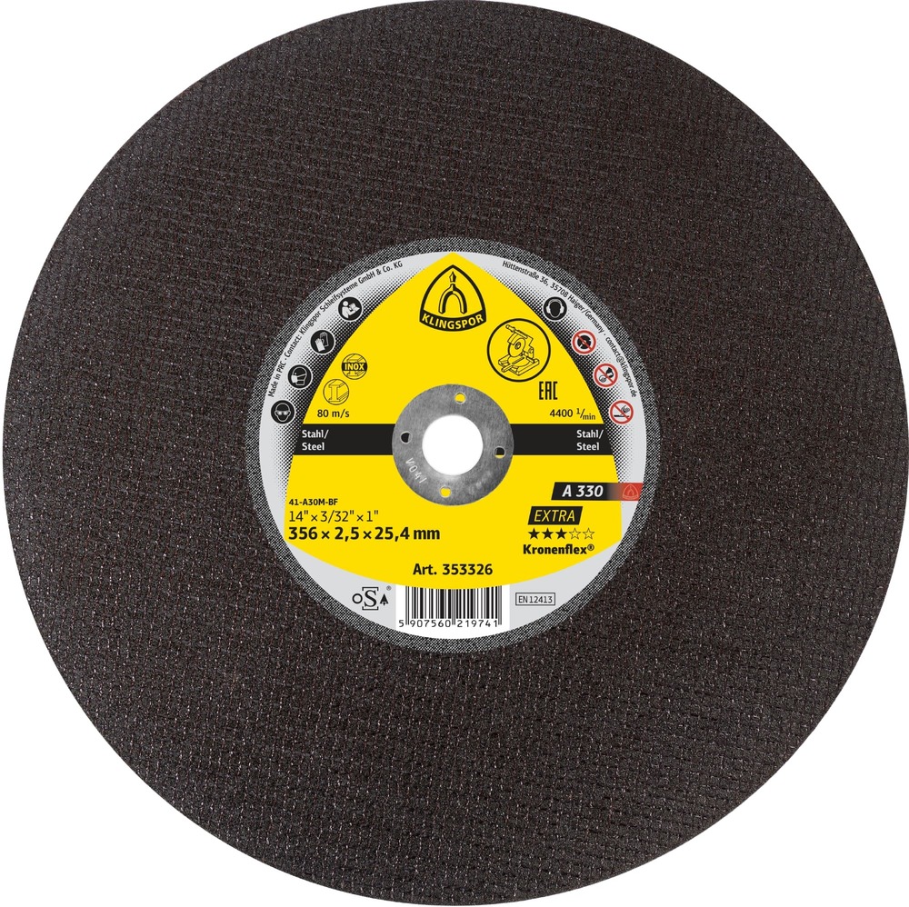 Tarcza do cięcia metalu 356x2,5x25,4 A 330 Extra płaska Klingspor 353326 1