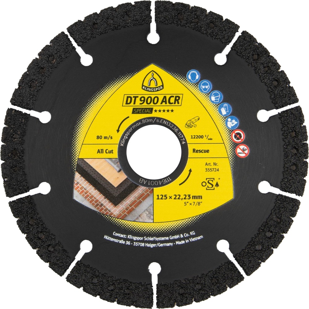 Tarcza diamentowa 230x3,1x22,23 uniwersalna DT 900 ACR Special Klingspor 355725 1