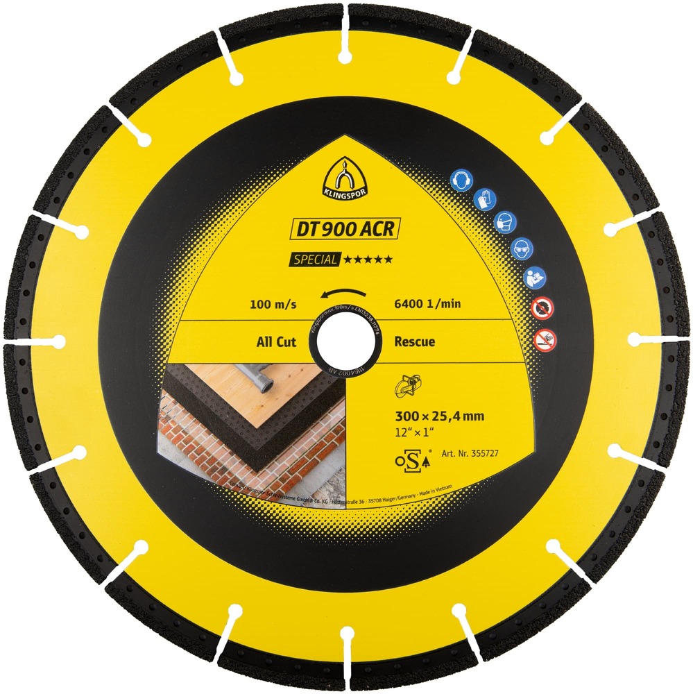 Tarcza diamentowa 350x3,1x25,4 uniwersalna DT 900 ACR Special Klingspor 355728 1
