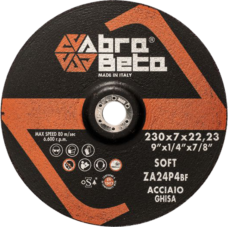 Tarcza do szlifowania metalu 230x7x22,23 ZA24P4 SOFT Standard wypukła AbraBETA 000121230 1