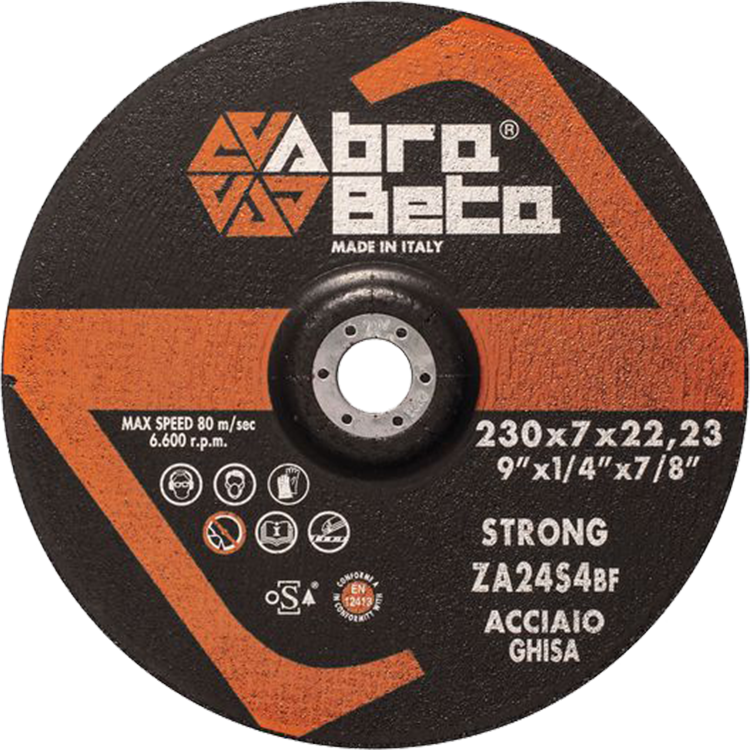 Tarcza do szlifowania metalu 230x7x22,23 ZA24S4 STRONG Standard wypukła AbraBETA 000123230 1