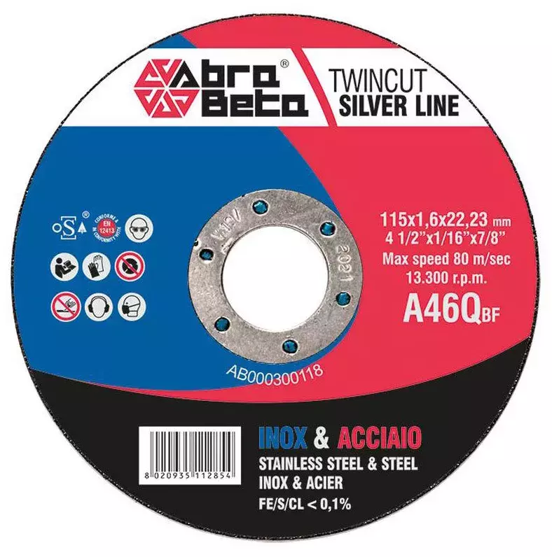 Tarcza do cięcia metalu 125x1x22,23 A46Q TWIN CUT płaska AbraBETA 000300125 1