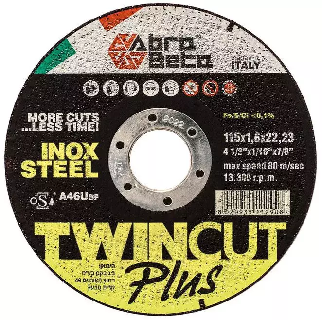 Tarcza do cięcia metalu 115x1x22,23 A46U TWIN CUT PLUS płaska AbraBETA 000330115 1