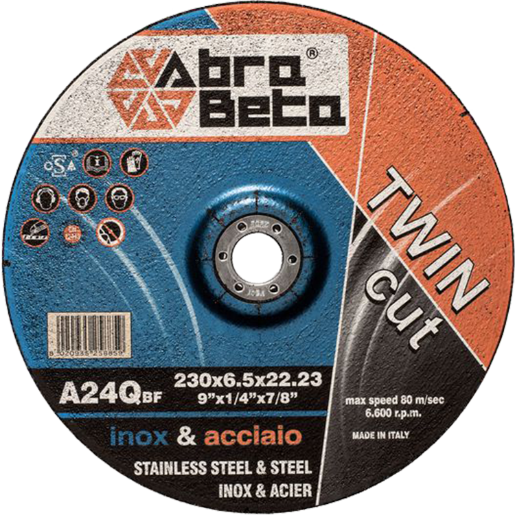 Tarcza do szlifowania metalu 150x6,5x22,23 A24Q TWIN CUT wypukła AbraBETA 000380150 1
