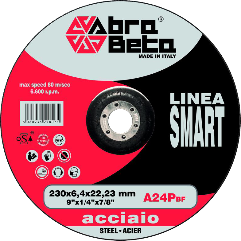 Tarcza do szlifowania żeliwa 125x6,4x22,23 A24P SMART LINEA DUE wypukła AbraBETA 000730125 1