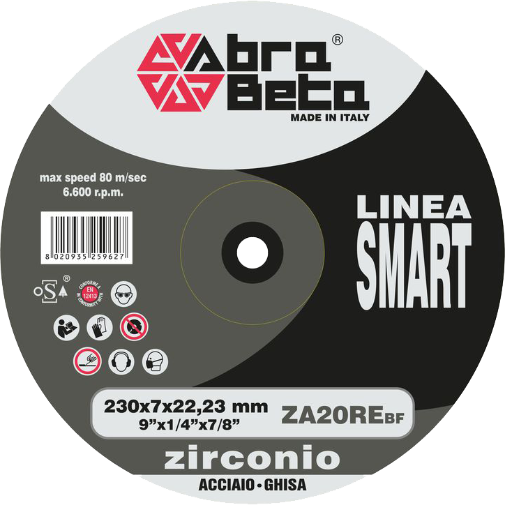 Tarcza do szlifowania żeliwa 125x6,5x22,23 ZA20RE ACCIAIO SMART LINEA DUE wypukła AbraBETA 000750125 1