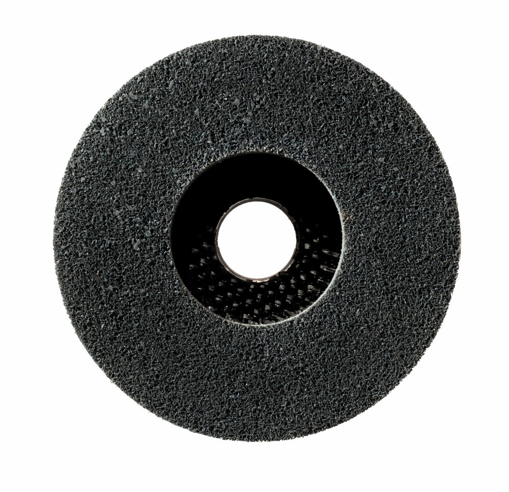 Ściernica talerzowa płaska z włókniny prasowanej, granulacja 2a średnia, talerz fibrowy 115x22,23mm, abrabeta 1