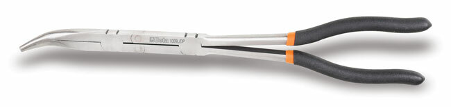 Szczypce półokrągłe długie z podwójnym przegubem odgięte, ramiona pokryte podwójną warstwą pcw, model 1009l/dp, 336mm 1