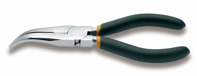 Szczypce półokrągłe, odgięte o 45 stopni, ramiona pokryte podwójną warstwą pcw, model 1168, 160mm 1