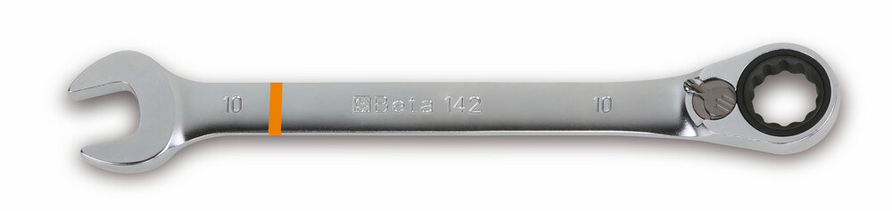 Klucz płasko-oczkowy z dwukierunkowym mechanizmem zapadkowym, rozmiar oznaczony kolorem model 142mc/, 10mm 1