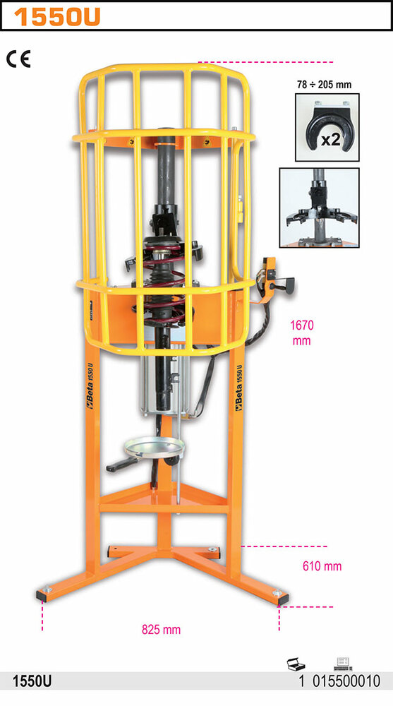 Ściskacz pneumatyczny sprężyn kolumn macpherson, maksymalny nacisk 2t, model 1550u, ce 1