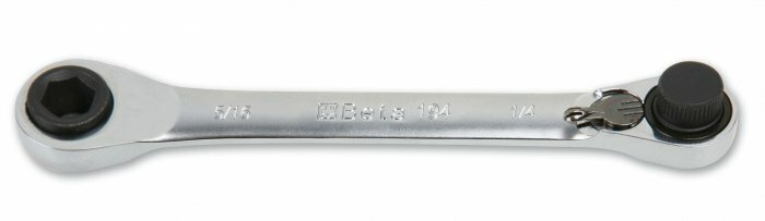 Pokrętło dwustronne do końcówek wkrętakowych, z dwukierunkowym mechanizmem zapadkowym, gniazda sześciokątne 1/4 x 5/16, model 1