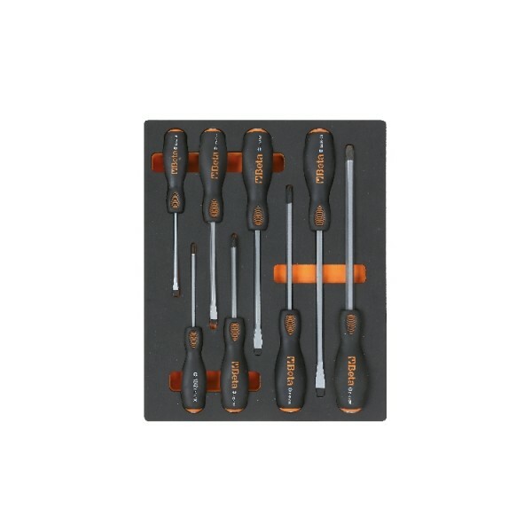 Zestaw 8 wkrętaków do pobijania w miękkim wkładzie profilowanym, model 2450/m162 1