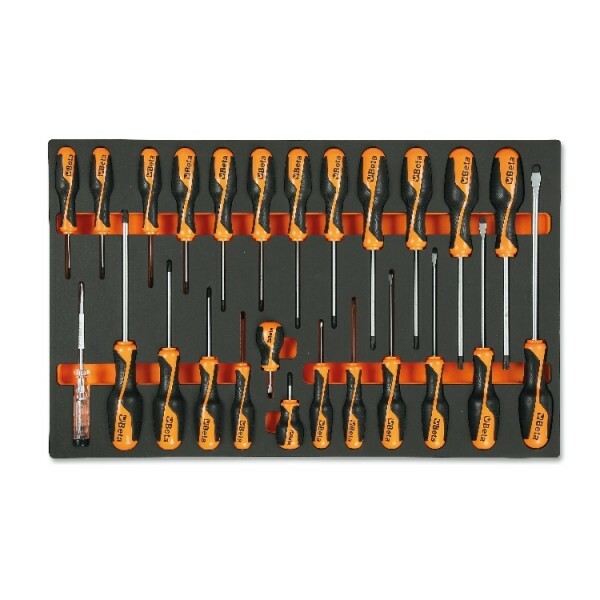 Zestaw  25 wkrętaków beta grip płaskich, krzyżowych profil phillips i profil torx w miękkim wkładzie profilowanym, model 2450/m1 1