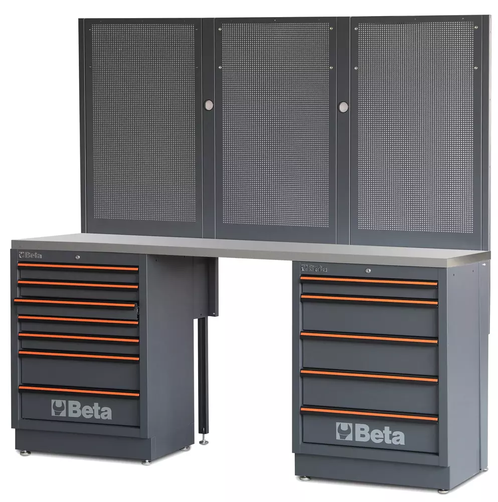 Zestaw mebli warsztatowych ze stalowym blatem system C45PRO Beta C45PRO2.0/BPX-2.0 1