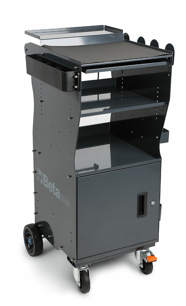 Wózek warsztatowy diagnostyczny, z drzwiczkami z blachy stalowej, lakierowany, szary, puusty, model 4900/ca49g, 435x1099x460mm 1