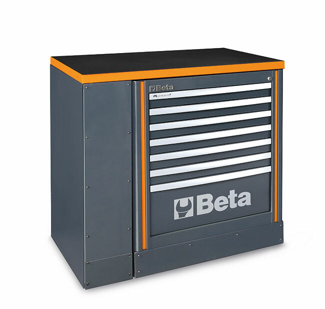 Szafka warsztatowa z siedmioma szufladami rsc55 z blachy stalowej, lakierowany, blat pokryty matą z pcw, model 5500/c55bo/1, sza 1