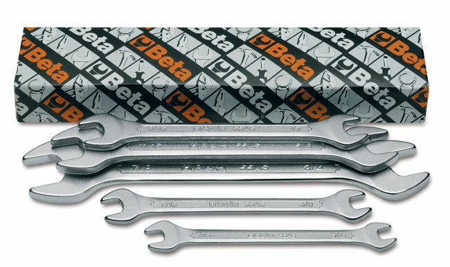 Komplet kluczy płaskich dwustronnych calowych 55as, 1/4-1,1/4,12 sztuk, w kartonie, model 55as/12 1