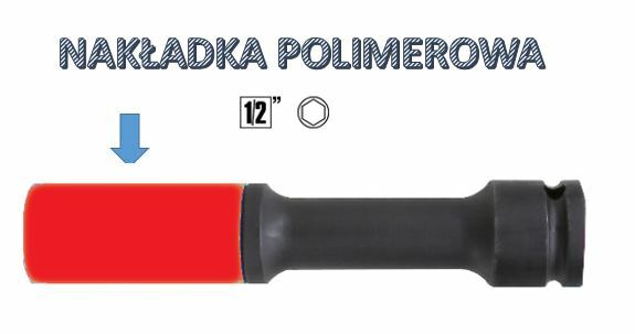 Nasadka udarowa z nakładką polimerową do śrub kół samochodów, typ długi model720lpl/21 1