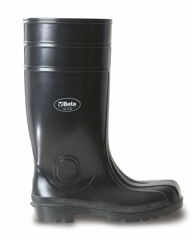 Buty robocze wysokie bezpieczne s5 czarne, z pcw, wodoodporne, podnosek stalowy, wkładka antyprzebiciowa ze stali nierdzewnej, m 1