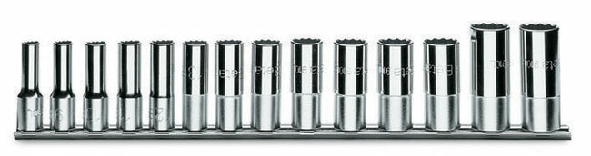 Komplet nasadek 910al, 8-22mm, 14 sztuk, na szynie metalowej, model 910al/sb14 1