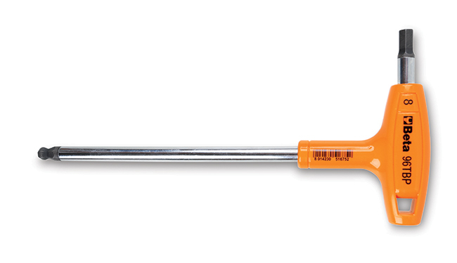 Klucz trzpieniowy kątowy sześciokątny z kulistą końcówką, z rękojeścią, model 96tbp, 2,5mm 1