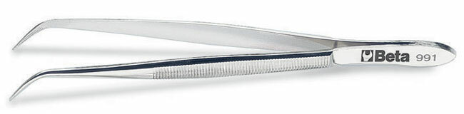 Pęseta odgięta, model 991, 130mm 1