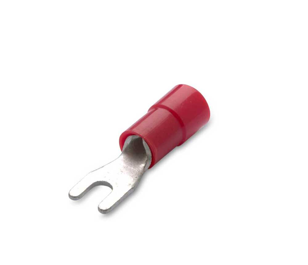 Końcówka kablowa izolowana widełkowa, 1.5/2.5, pvc, czerwona, zakres 0.25-1.5 mm2, opakowanie 100 sztuk model bm00102 1