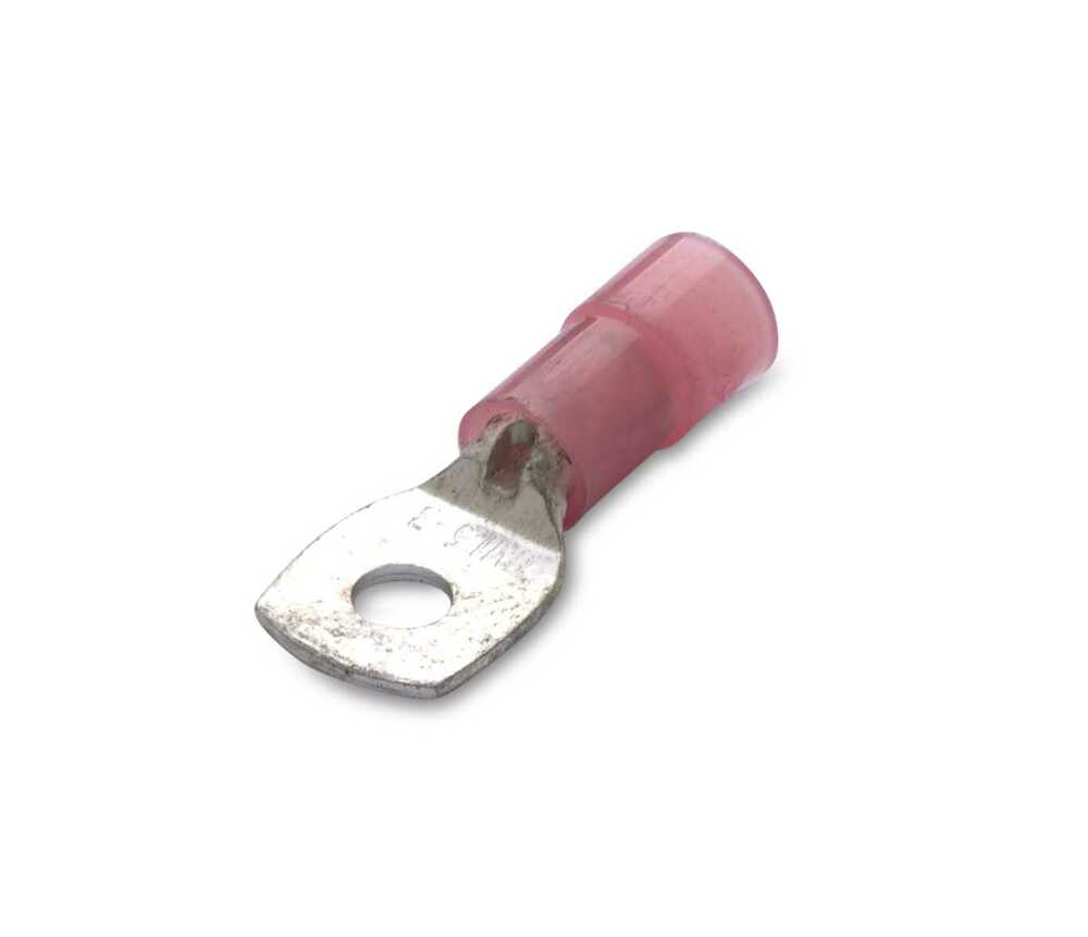 Końcówka kablowa oczkowa, rurowa, miedziana cynowana, izolowana, 1.5/4, 1.5 mm2,  śr4, nylon, czerwona, z otworem inspekcyjnym, 1