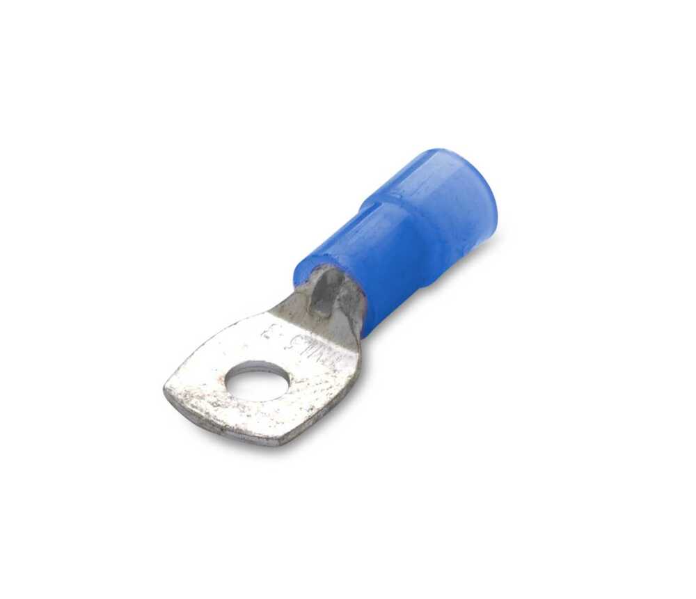 Końcówka kablowa oczkowa rurowa miedziana cynowana izolowana, 2.5/6, 2.5 mm2,  śr6, nylon, niebieska, z otworem inspekcyjnym, op 1