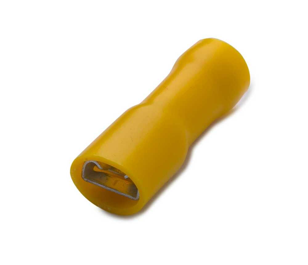 Nasuwka całkowicie izolowana z antywibracyjną tulejką miedzianą, 6-6.3/0.8, pvc, zakres 4-6 mm2, żółty, opakowanie 50 sztuk mode 1