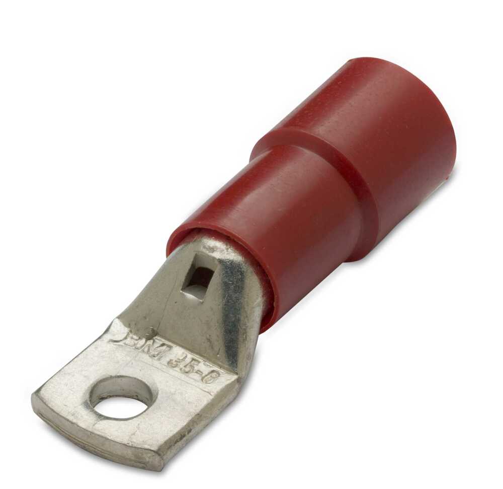 Końcówka kablowa oczkowa rurowa miedziana cynowana izolowana, 240/14, 240 mm2,  śr14, czerwona, z otworem inspekcyjnym, opakowan 1