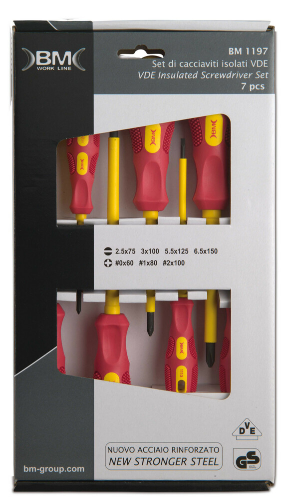 Komplet wkrętaków w izolacji do 1000v, 7 sztuk, 1112+1113+1115+1116+1120+1121+1122, w kartonie model bm1197 1