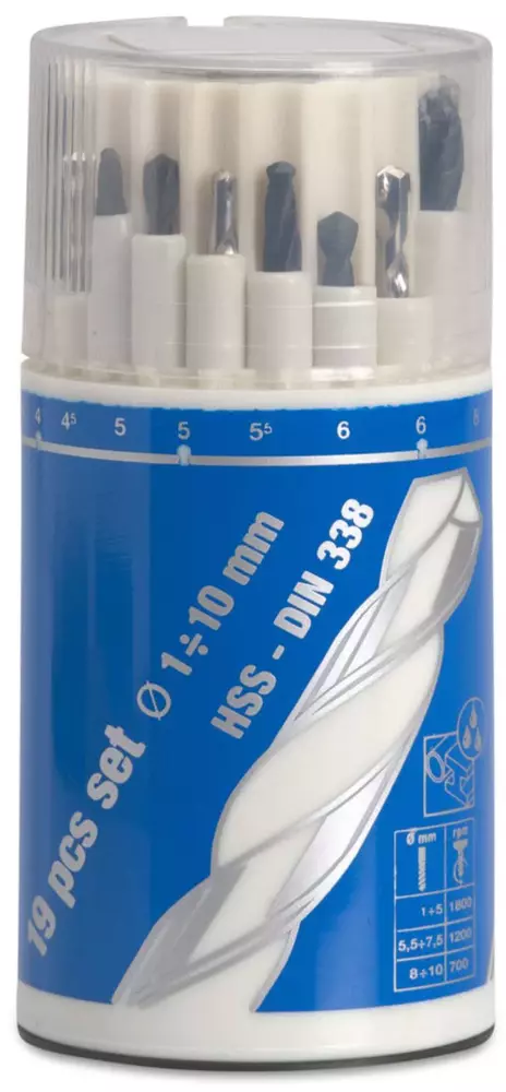 Zestaw 19 wierteł do stali i betonu 1-10 mm w tubie Beta BM 1939 1