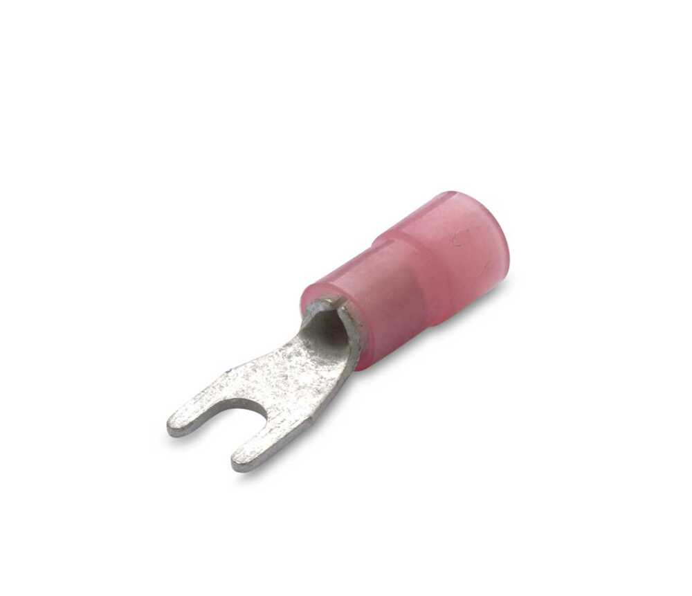 Końcówka kablowa izolowana widełkowa, 1,5/3, nylon 105degc, czerwona, zakres 0,25-1,5 mm2, opakowanie 100 sztuk model bm80108 1