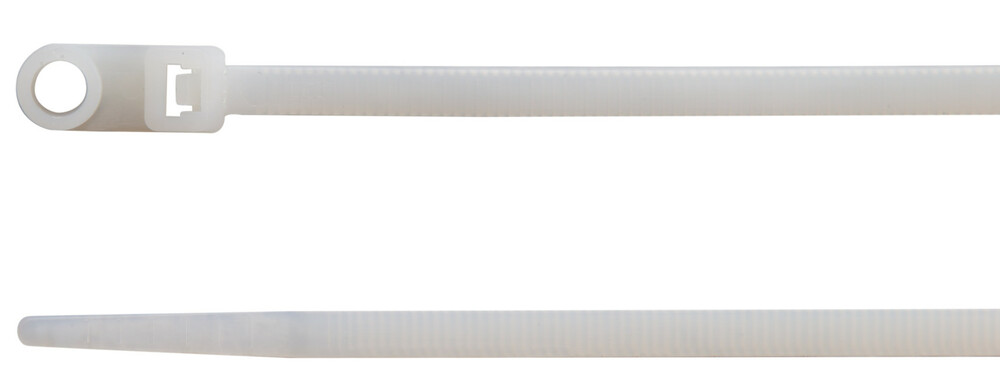 Opaska kablowa, z oczkiem montażowym, 305x7,6 mm, naturalna, opakowanie 100 sztuk model bmbh3076 1