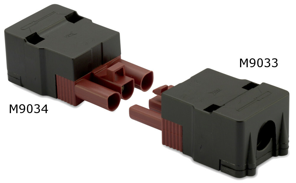 Wtyk szybkozłaczki elektrycznej wzmocniony, 3p, 2,5 mm2, brązowy, obudowa czarna, pa6.6+25% włókno szklane, opakowanie 50 sztuk 1