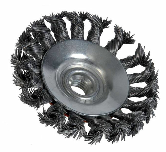 Szczotka tarczowa kątowa, drut pleciony ze stali węglowej , br001-beb noskw 100x13xm14mm, drut 0,5mm t20, flexovit 1