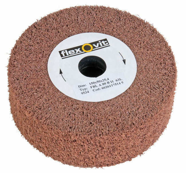 Ściernica listkowa z włókniny flexbrite, do montażu na kołnierzu, ziarno ścierne elektrokorundowe, drobne, unw std 150x50x25.4mm 1
