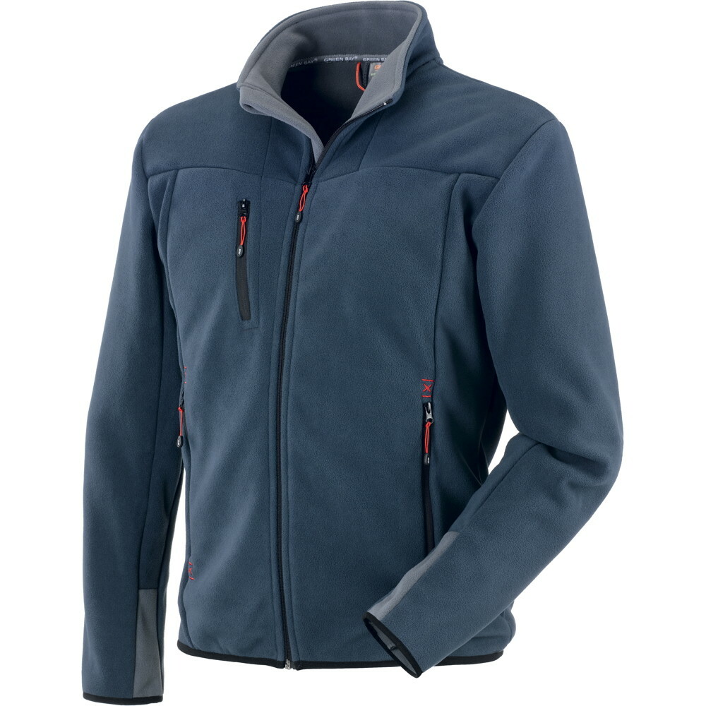 Kurtka polarowa navis, 100% poliester, gramatura 300 g/m2, kontrastowe szare i czerwone wstawki, kolor granatowy, model 455055 r 1