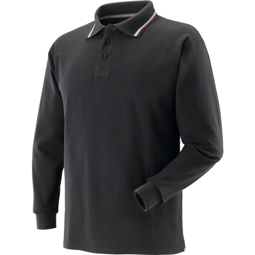 Koszulka polo tricoloore, 100% drapanej bawełny, gramatura 190-200 g/m2, długi rękaw, kolor czarny, model 471058 rozmiar m 1