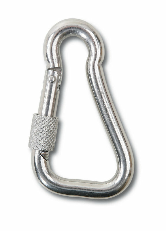 Hak karabinkowy asymetryczny z nakrętką zabezpieczającą, model 8276g, 8x80mm, stal inox aisi 316 1