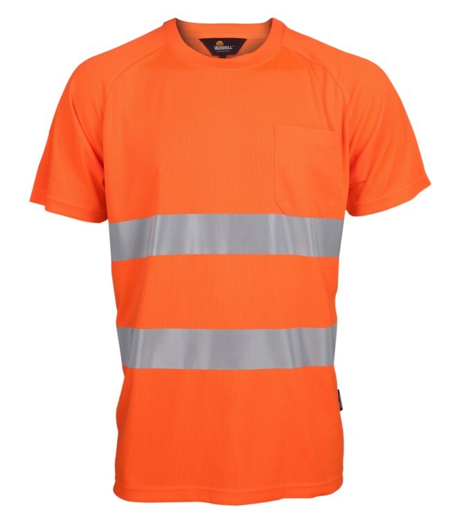 T-shirt ostrzegawczy o intensywnej widzialności, przewiewny coolpass, 2 taśmy odblaskowe poziome, pomarańczowy, model vwts01-ao 1