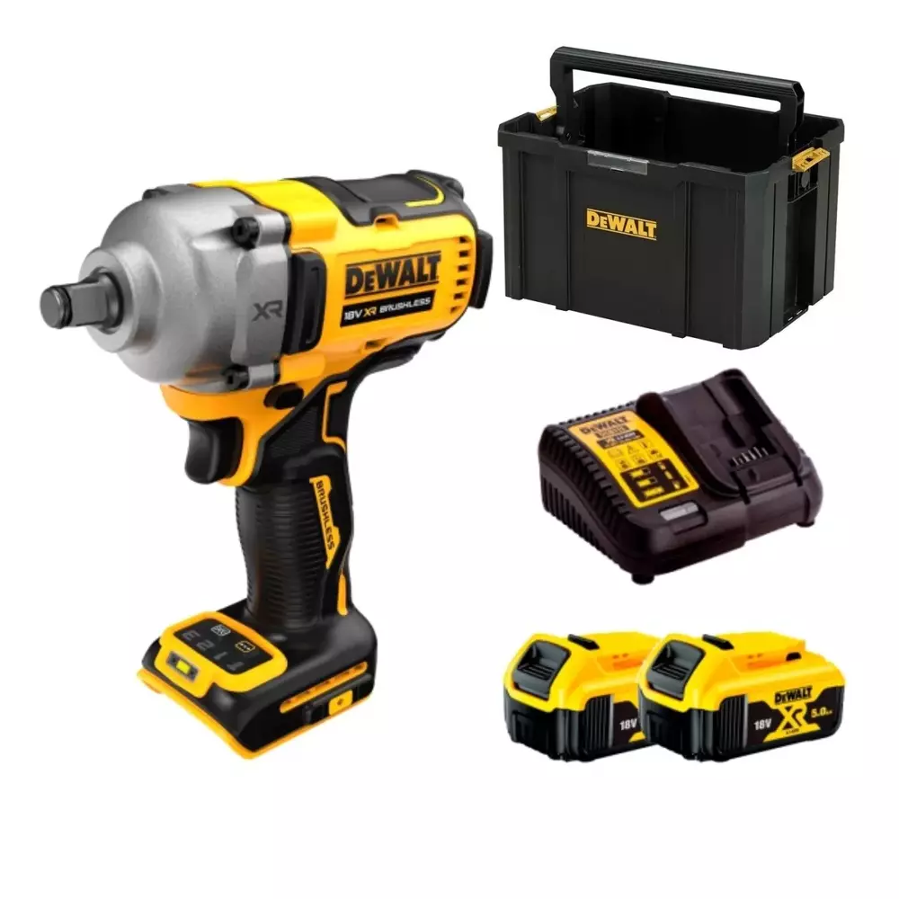 Klucz udarowy 1/2 18V 813N pierścień blokujący + otwarta skrzynia + 2 x 5Ah + ładowarka DeWALT DCF891P2T 1