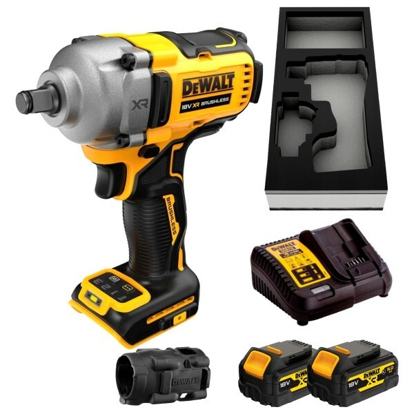 Klucz udarowy 1/2 18V 813N pierścień blokujący + 2 x 5Ah + ładowarka + wkład do szuflady + osłona gumowa DeWALT DCF891P2G 1